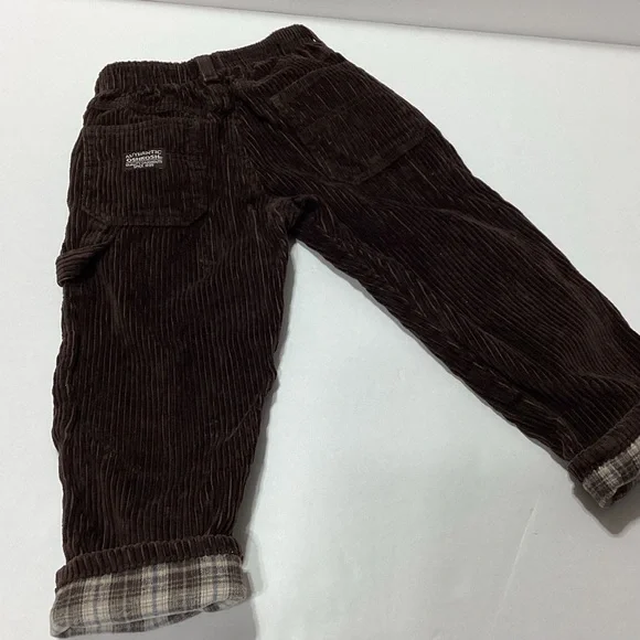 Vintage OshKosh B'Gosh Corduroy Pants Brown Rolled Plaid Cuffs 4T